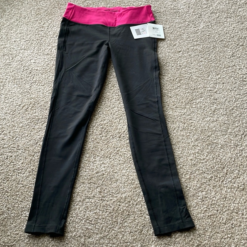 Victoria Secret Sexy Sport Leggings, NWT pink band at top, mesh behind knees